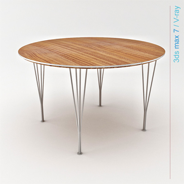 arne jacobsen tables 3d model - circular table span legs... by Lajhar 